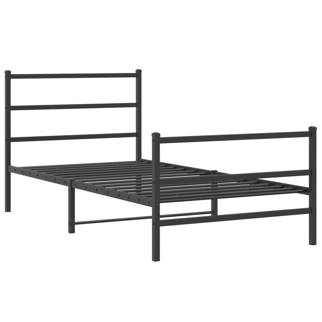 vidaXL Metal Bed Frame without Mattress with Footboard Black 39.4"x78.7"