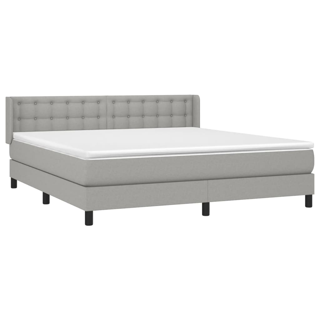 vidaXL Box Spring Bed with Mattress Light Gray Queen Fabric