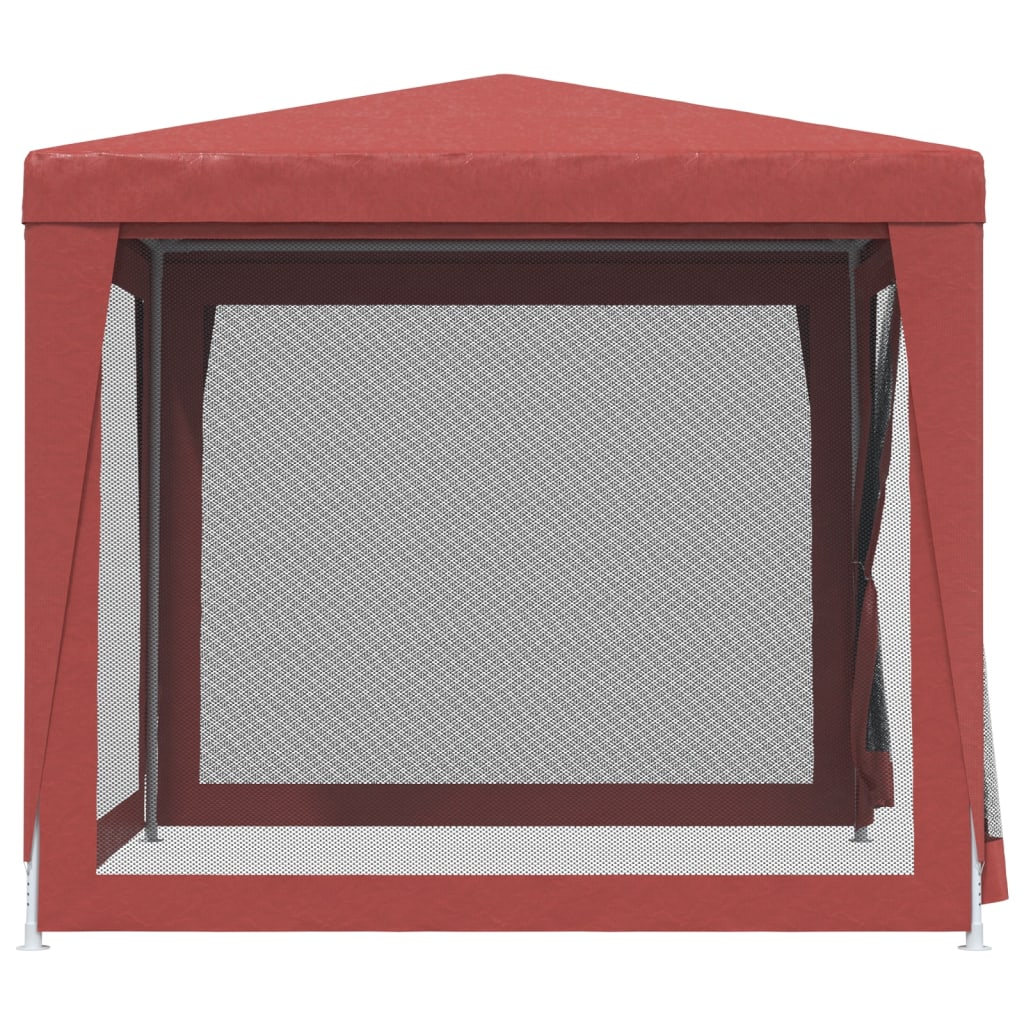 vidaXL Party Tent with 4 Mesh Sidewalls Red 8.2'x8.2' HDPE