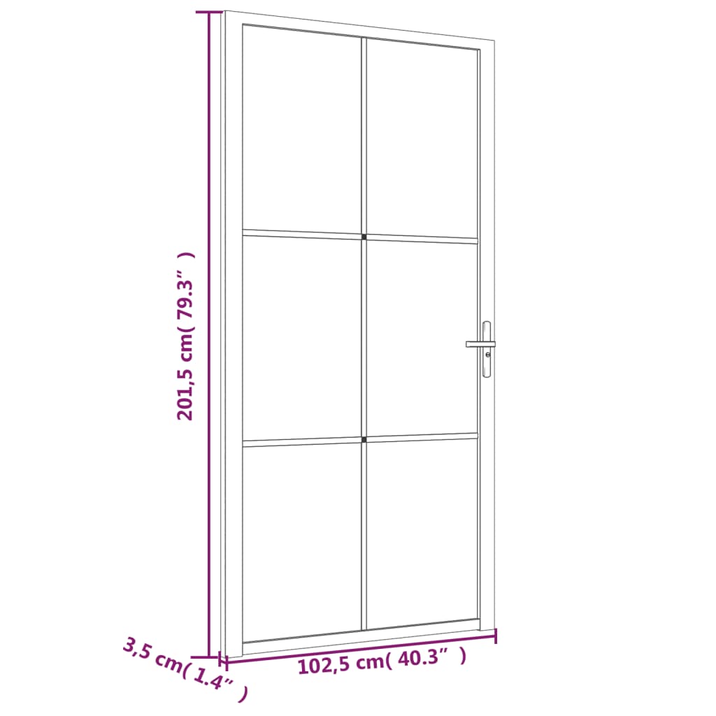 vidaXL Interior Door 40.4"x79.3" Black Matt Glass and Aluminum