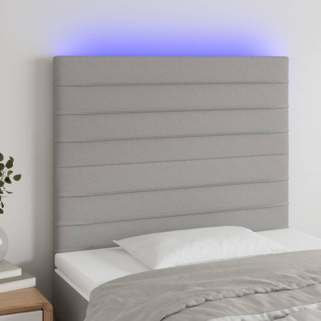 vidaXL LED Headboard Light Gray 39.4"x2"x46.5"/50.4" Fabric