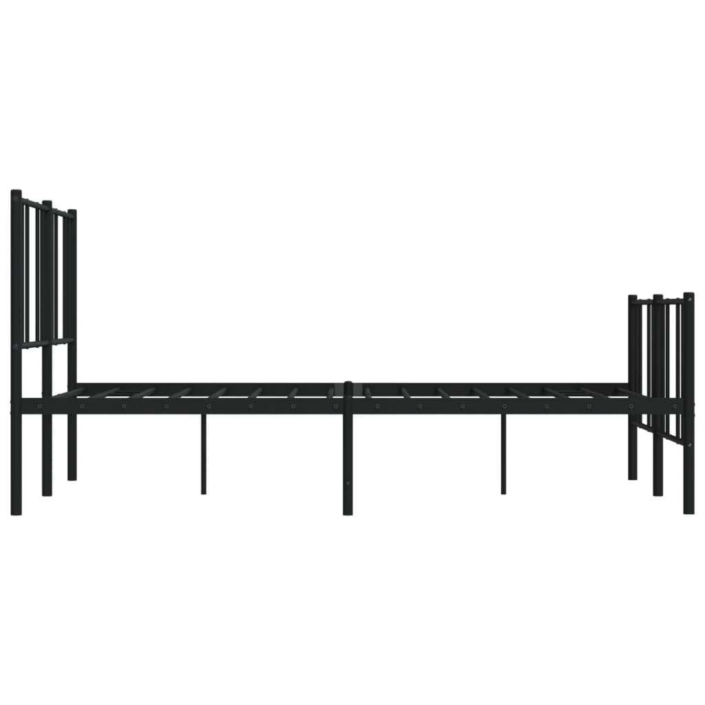 vidaXL Metal Bed Frame without Mattress with Footboard Black 53.1"x74.8"