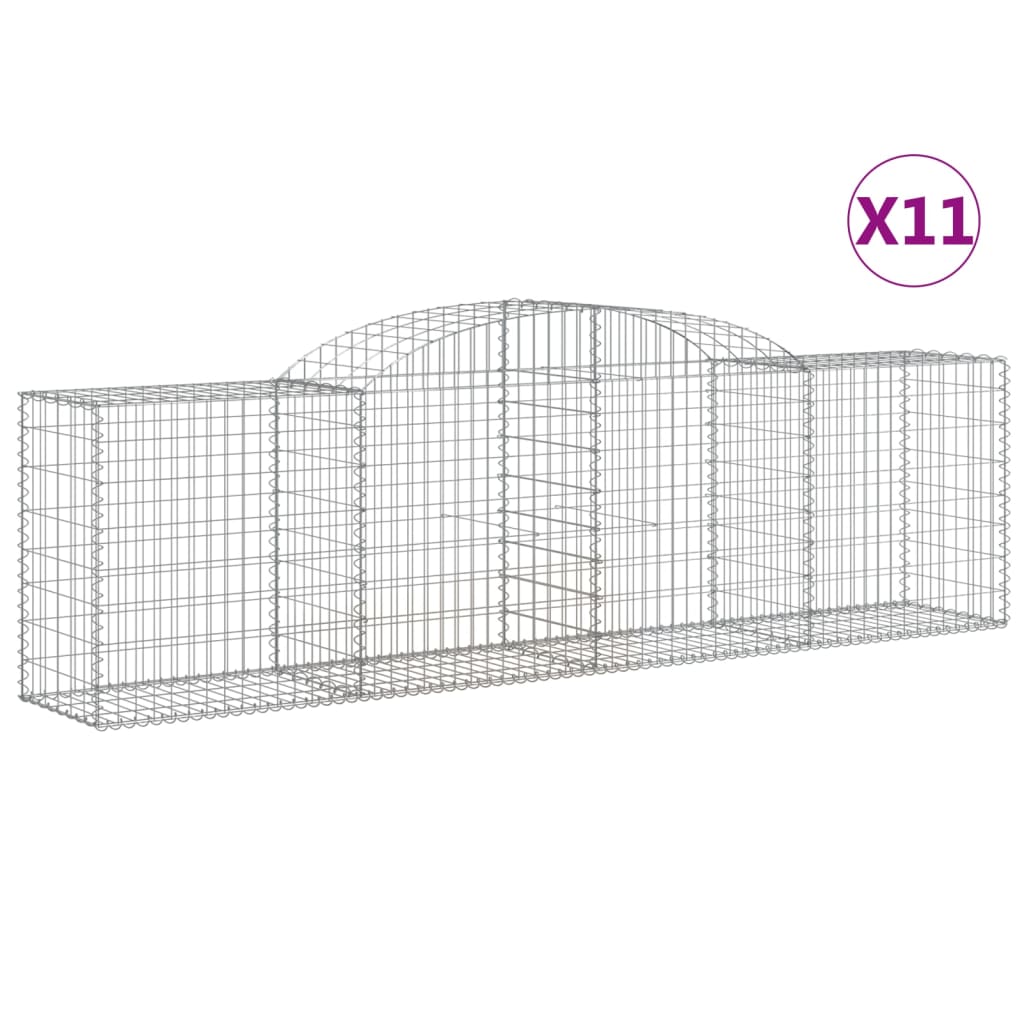 vidaXL Arched Gabion Baskets 11 pcs 118.1"x19.7"x31.5"/39.4" Galvanized Iron