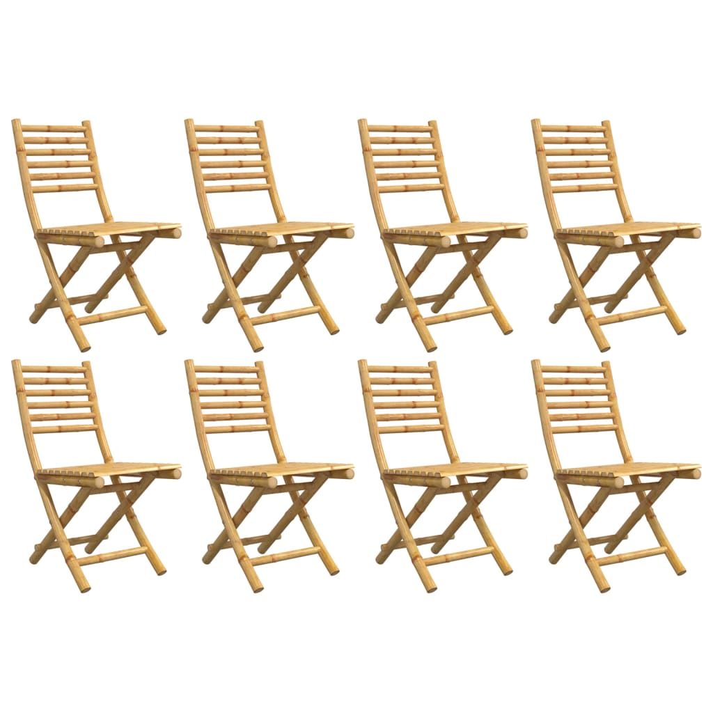 vidaXL Folding Patio Chairs 8 pcs 16.9"x21.3"x34.6" Bamboo