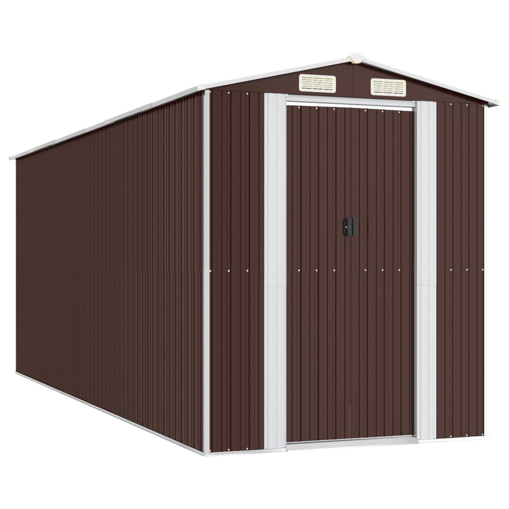 vidaXL Garden Shed Dark Brown 75.6"x205.9"x87.8" Galvanized Steel