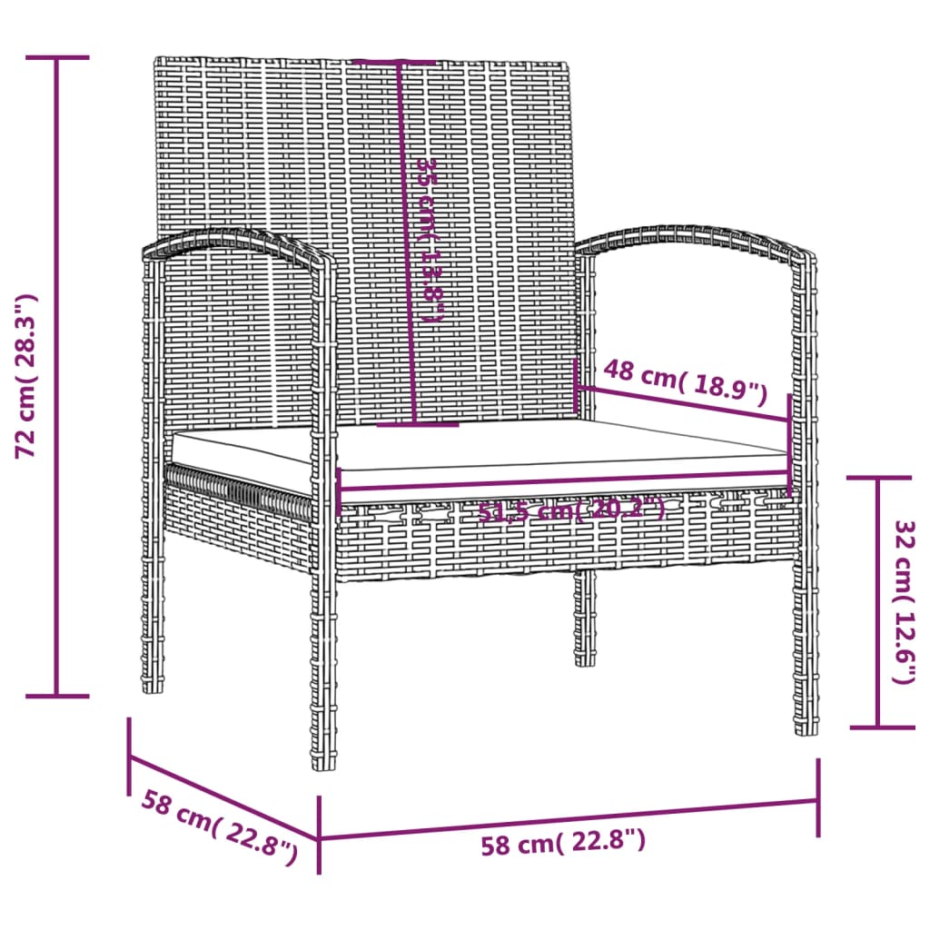 vidaXL 16 Piece Patio Lounge Set with Cushions Poly Rattan Gray