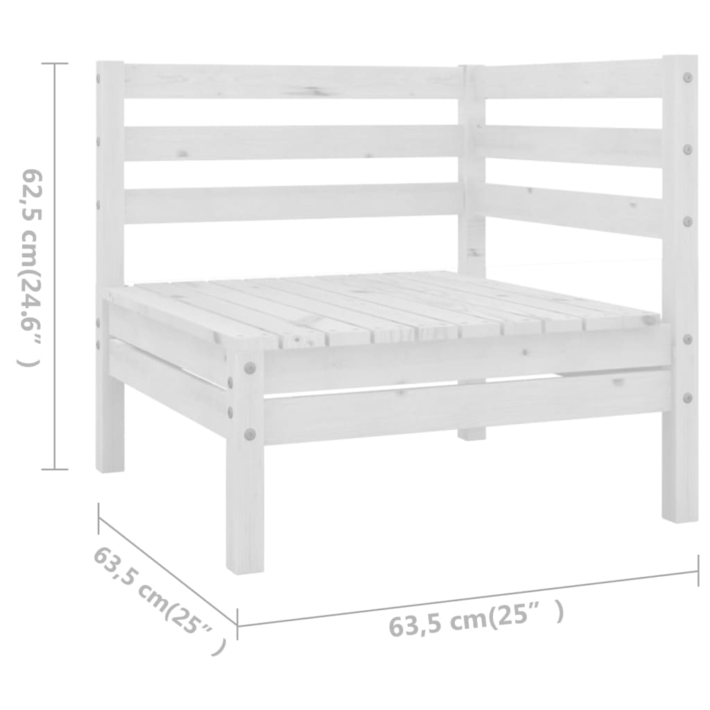 vidaXL 5 Piece Patio Lounge Set Solid Wood Pine White