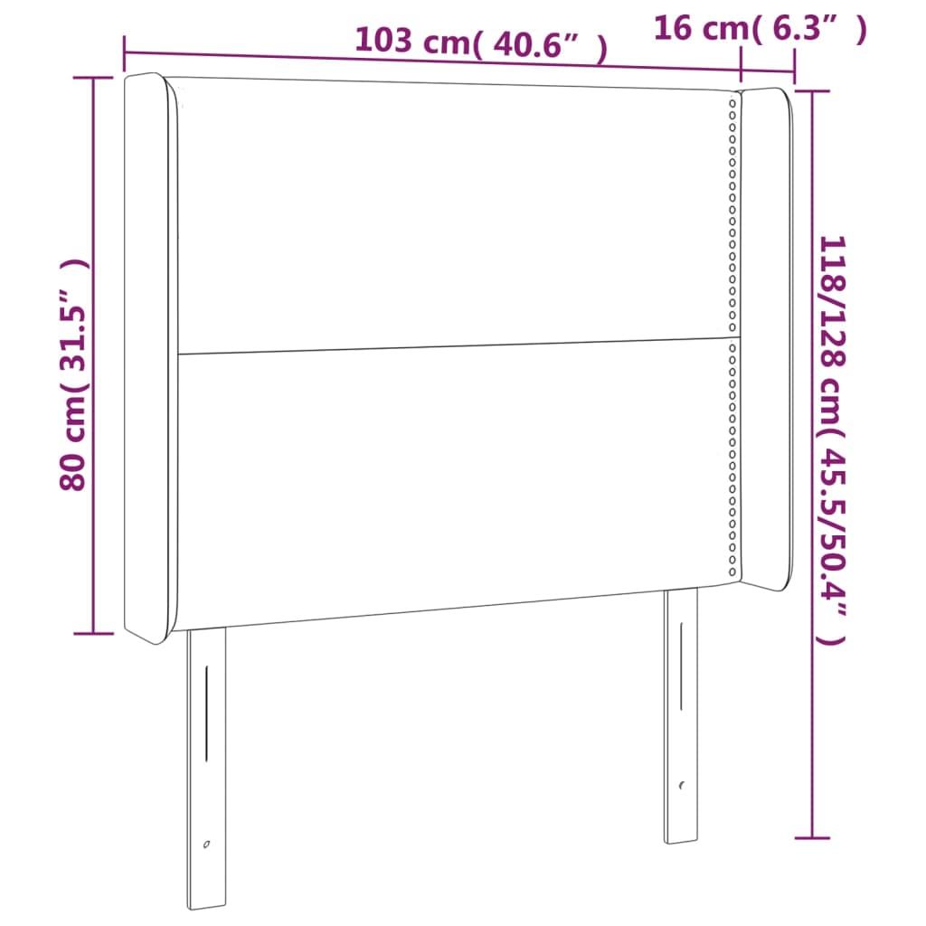 vidaXL LED Headboard Dark Gray 40.6"x6.3"x46.5"/50.4" Fabric