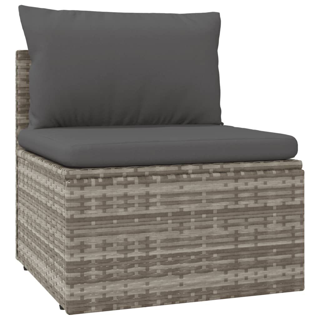 vidaXL 7 Piece Patio Lounge Set with Cushions Gray Poly Rattan