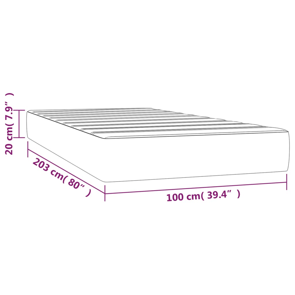 vidaXL Pocket Spring Bed Mattress Dark Gray 39.4"x79.9"x7.9" Twin XL Velvet