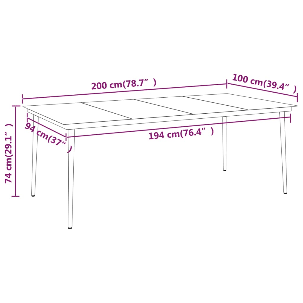 vidaXL 9 Piece Patio Dining Set Black