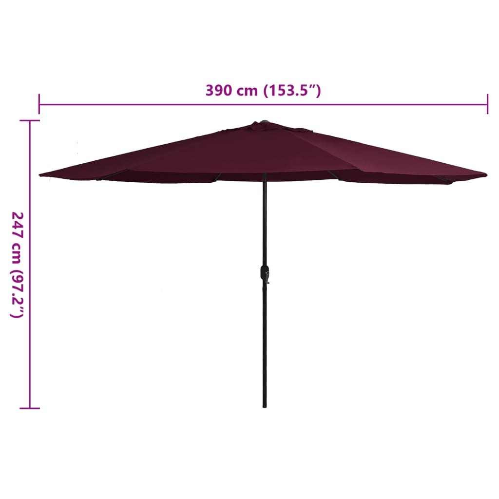 vidaXL Garden Parasol with Metal Pole 153.5" Bordeaux Red