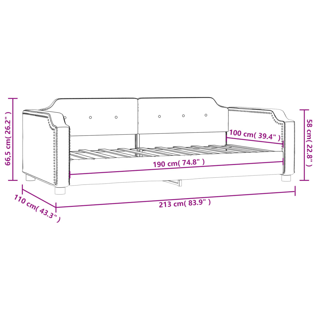 vidaXL Day Bed Dark Gray 39.4"x74.8" Twin Fabric