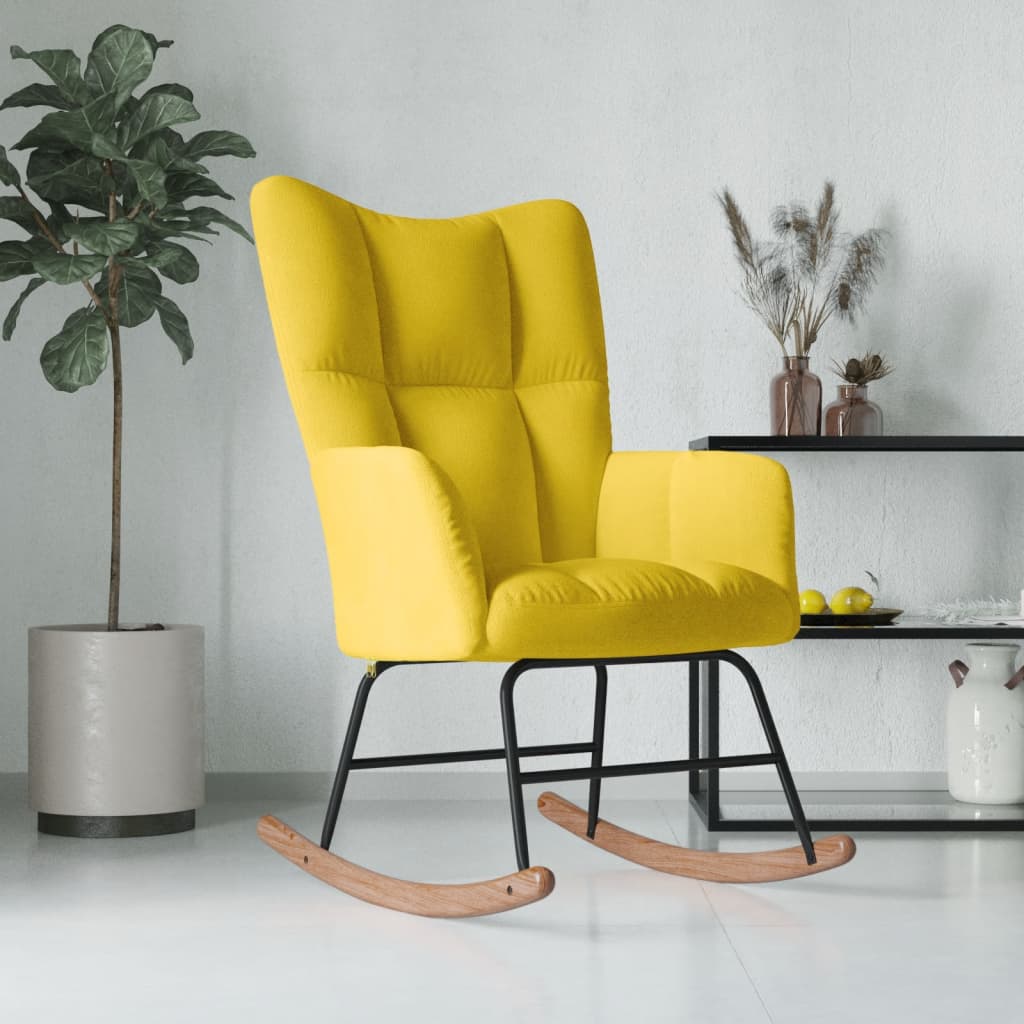 vidaXL Rocking Chair Mustard Yellow Velvet