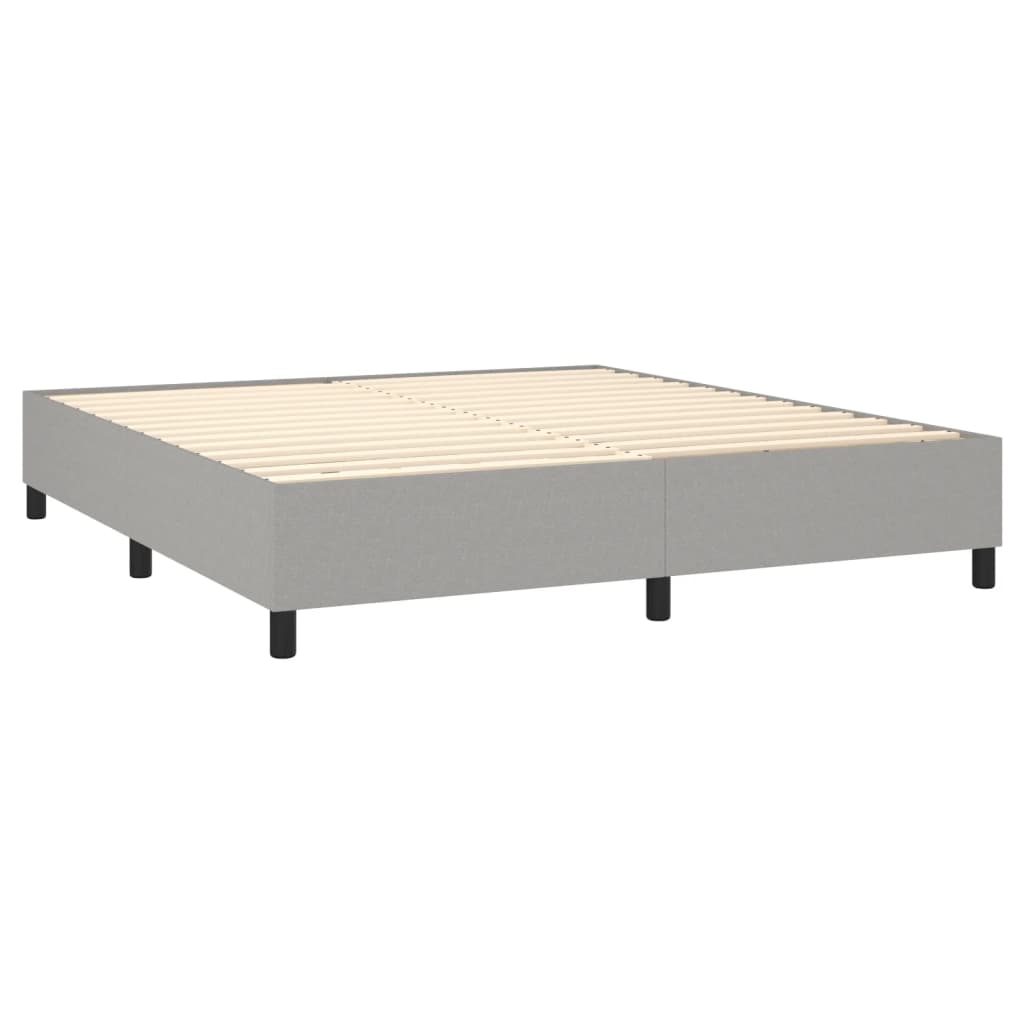 vidaXL Box Spring Bed with Mattress Light Gray Queen Fabric