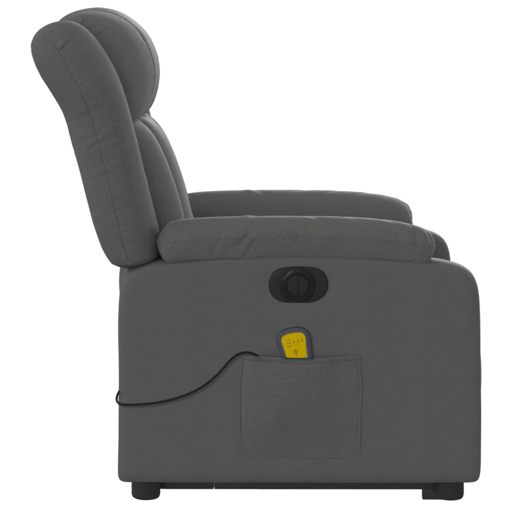 vidaXL Electric Stand up Massage Recliner Chair Dark Gray Fabric