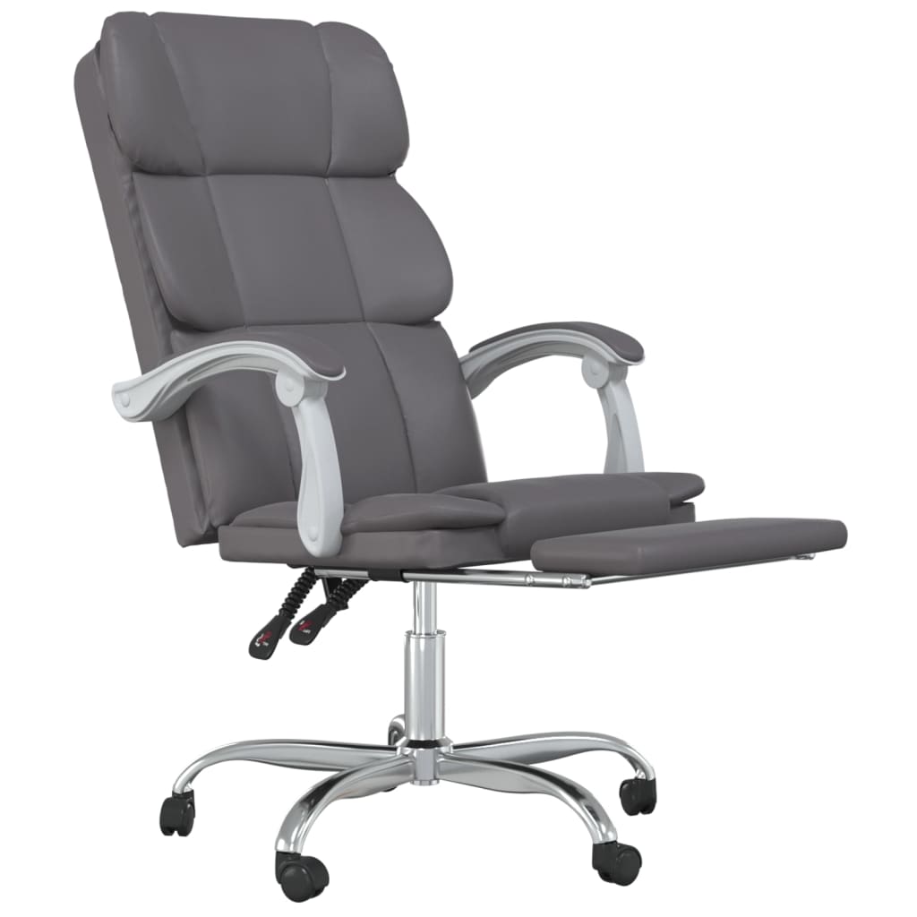 vidaXL Reclining Office Chair Gray Faux Leather