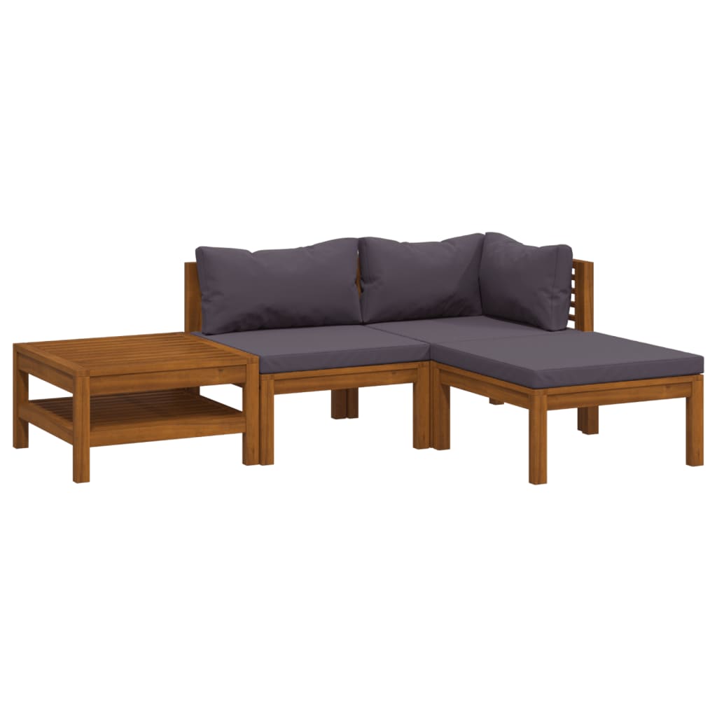 vidaXL 4 Piece Patio Lounge Set with Cushion Solid Acacia Wood