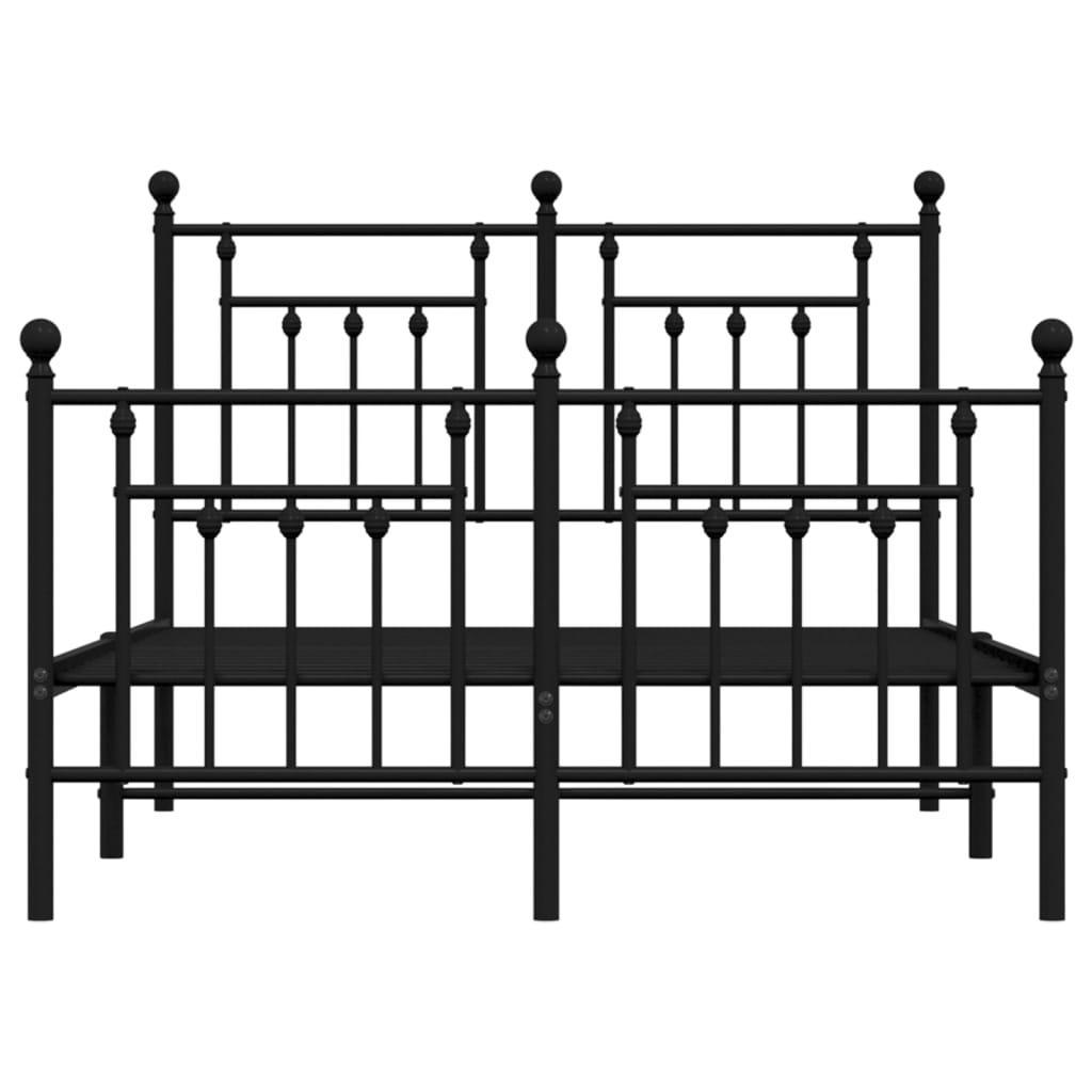 vidaXL Metal Bed Frame without Mattress with Footboard Black 53.1"x74.8"