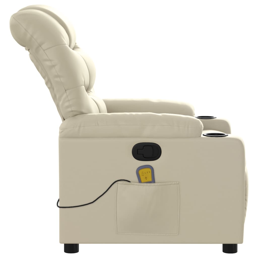 vidaXL Massage Recliner Chair Cream Faux Leather