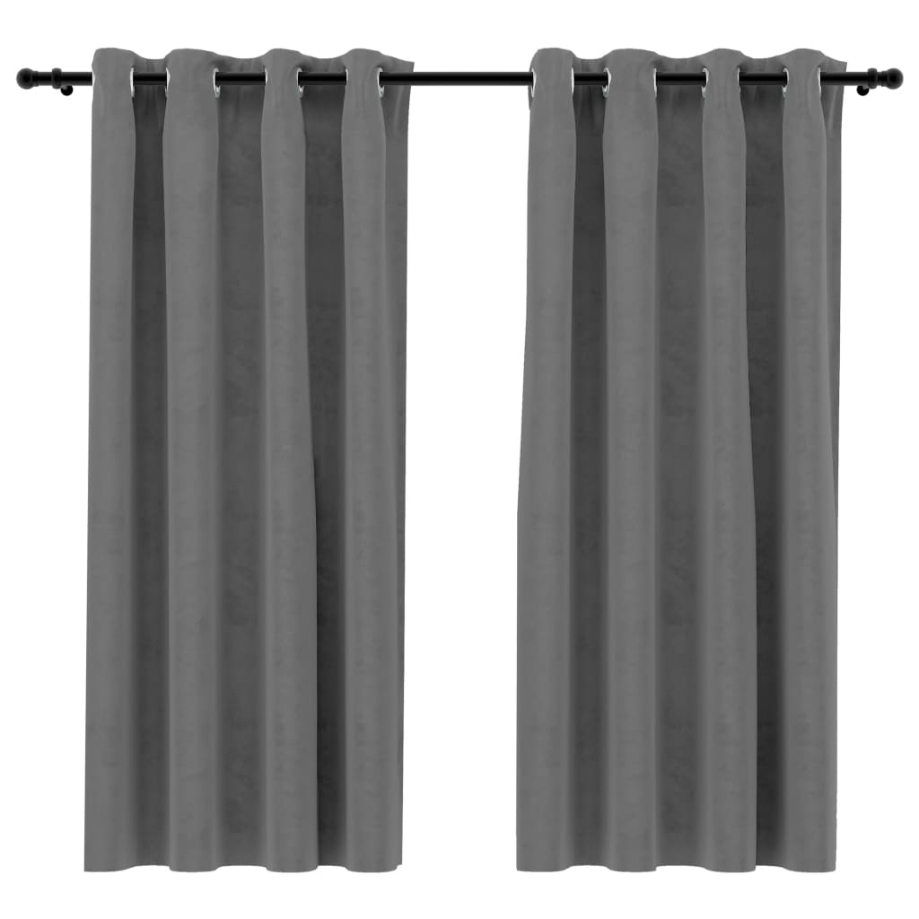 vidaXL Blackout Curtains with Rings 2 pcs Gray 54"x95" Velvet