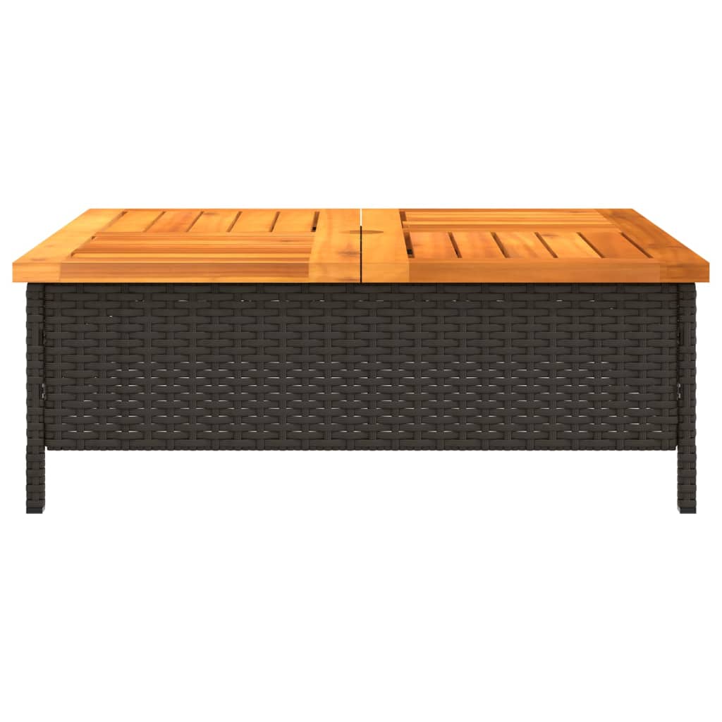 vidaXL Patio Table Black 27.6"x27.6"x9.8" Rattan and Acacia Wood