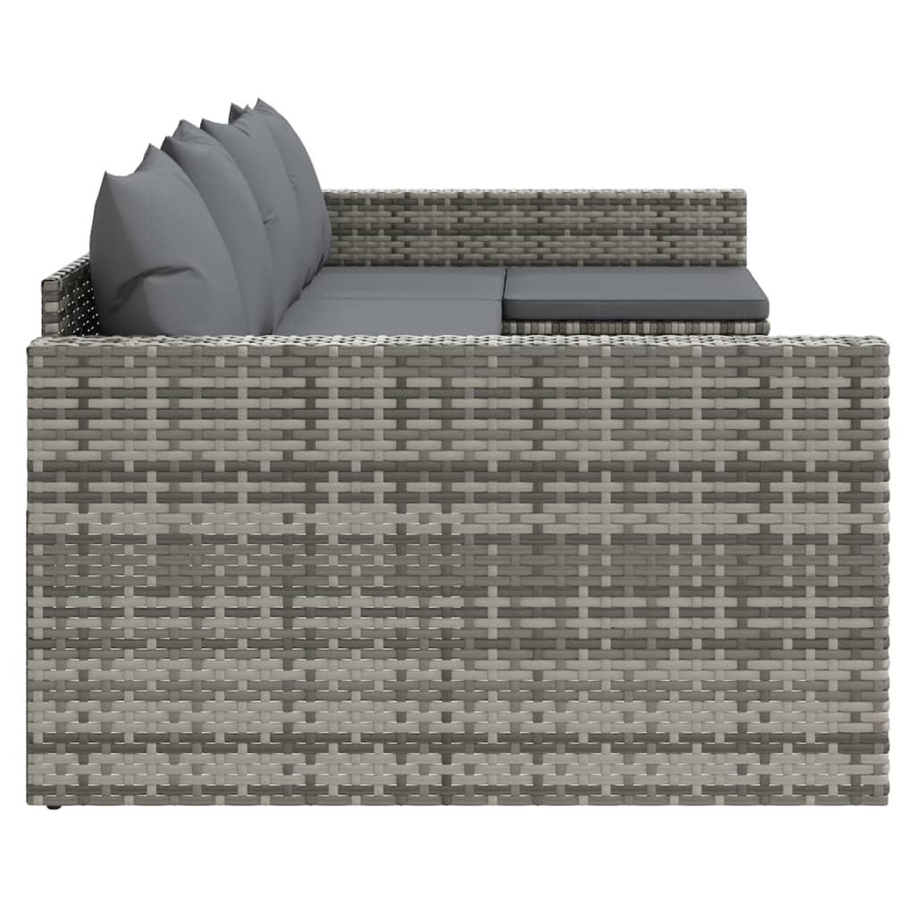 vidaXL 2 Piece Patio Lounge Set with Cushions Gray Poly Rattan