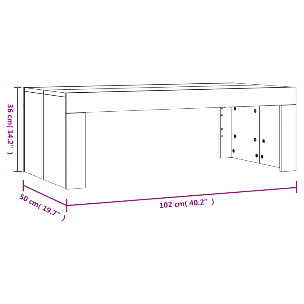 vidaXL Coffee Table Smoked Oak 40.2"x19.7"x14.2" Engineered Wood