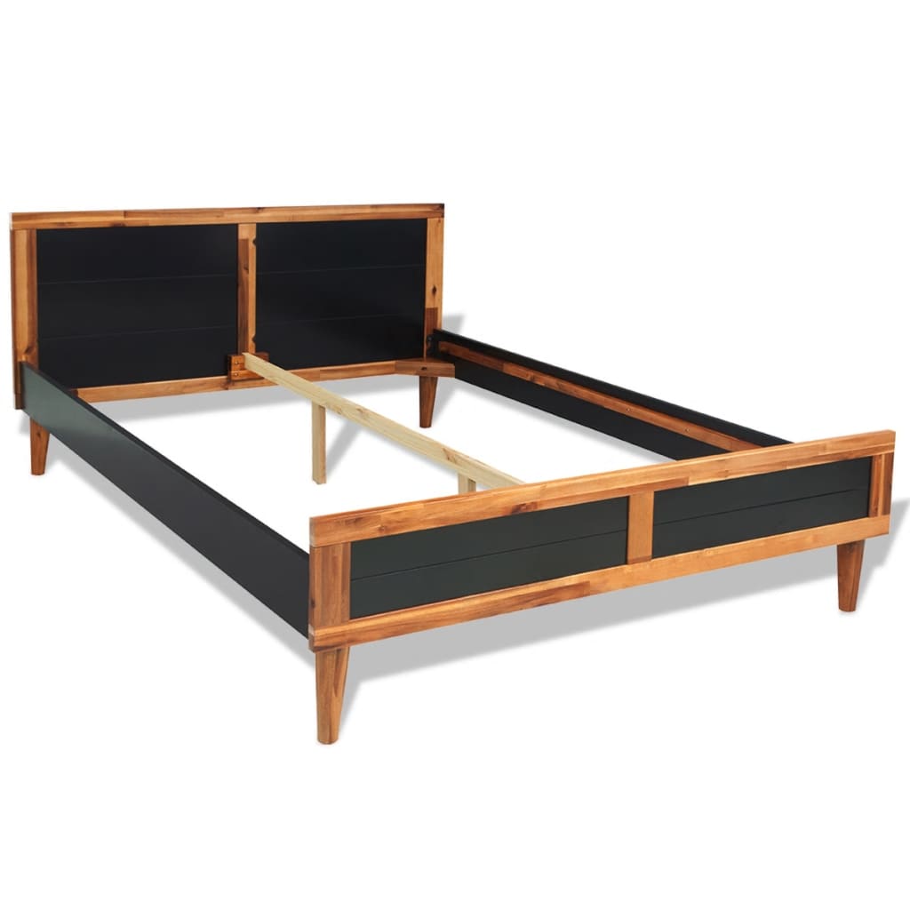 vidaXL Bed Frame without Mattress Black Solid Acacia Wood 55.1"x78.7"