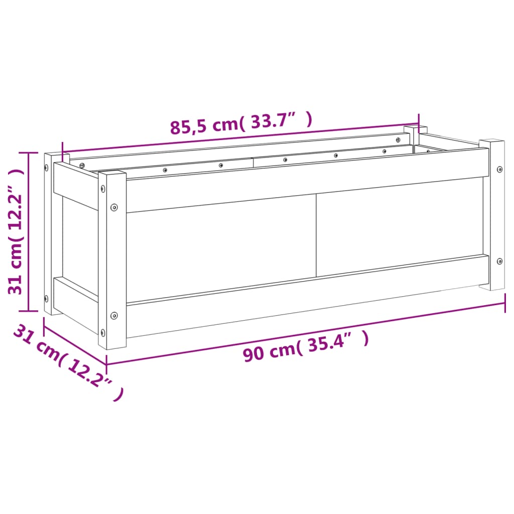 vidaXL Garden Planter Wax Brown 35.4"x12.2"x12.2" Solid Wood Pine