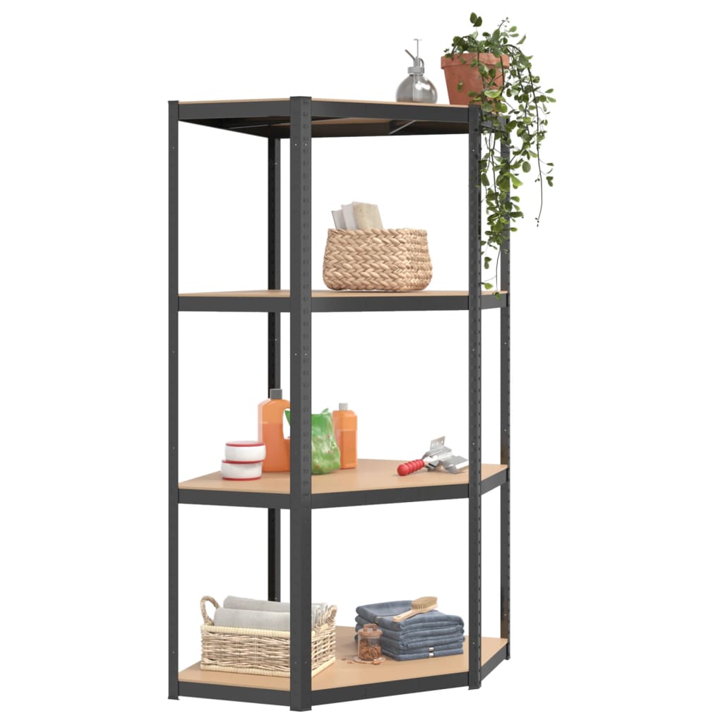 vidaXL 4-Layer Shelves 4 pcs Anthracite Steel&Engineered Wood