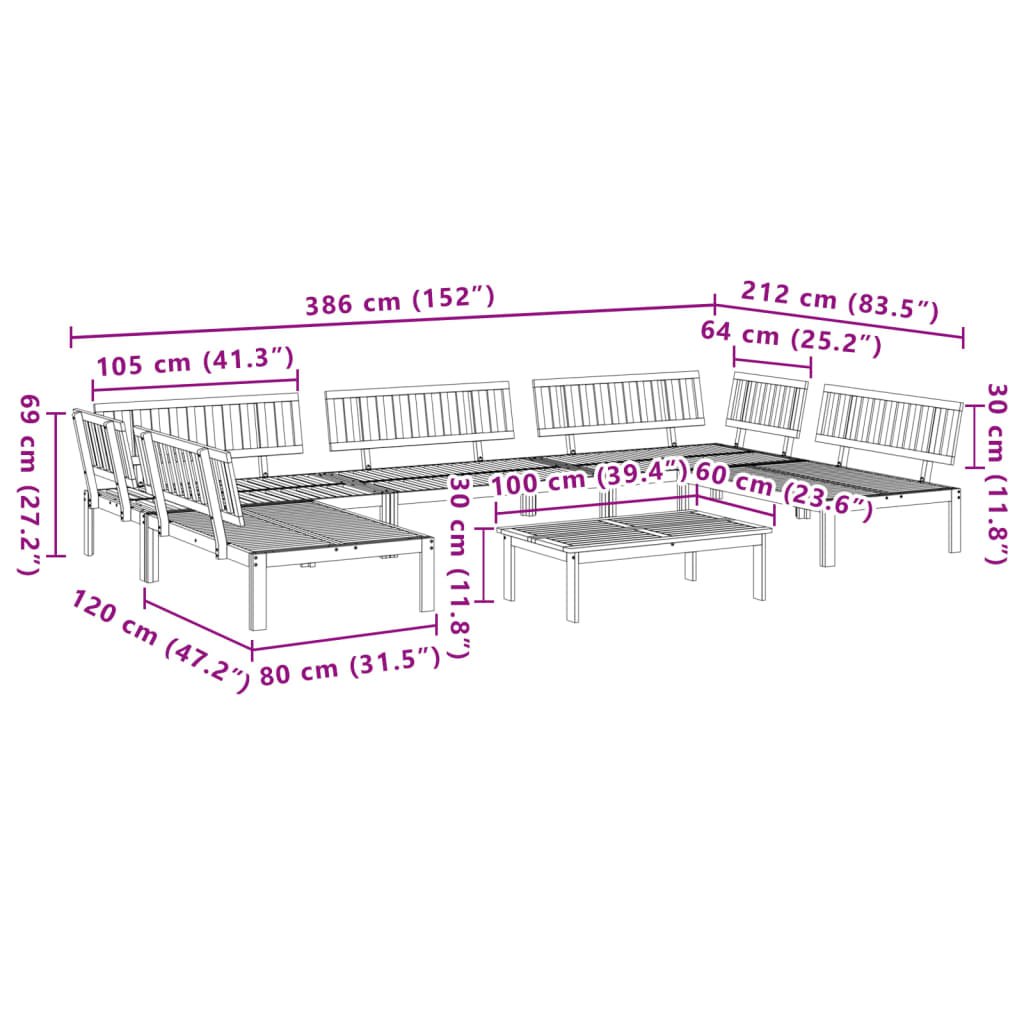 vidaXL 6 Piece Patio Pallet Sofa Set Solid Wood Acacia