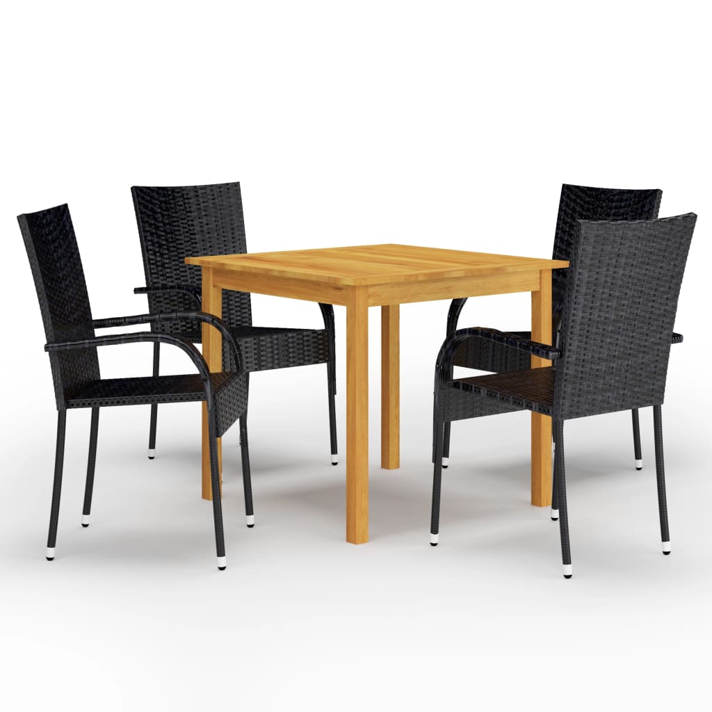 vidaXL 5 Piece Patio Dining Set Black