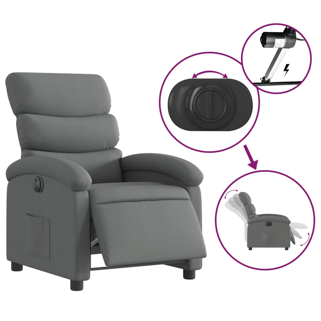 vidaXL Electric Recliner Chair Dark Gray Fabric