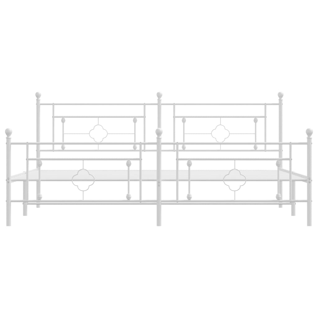 vidaXL Metal Bed Frame without Mattress with Footboard White 76"x79.9"