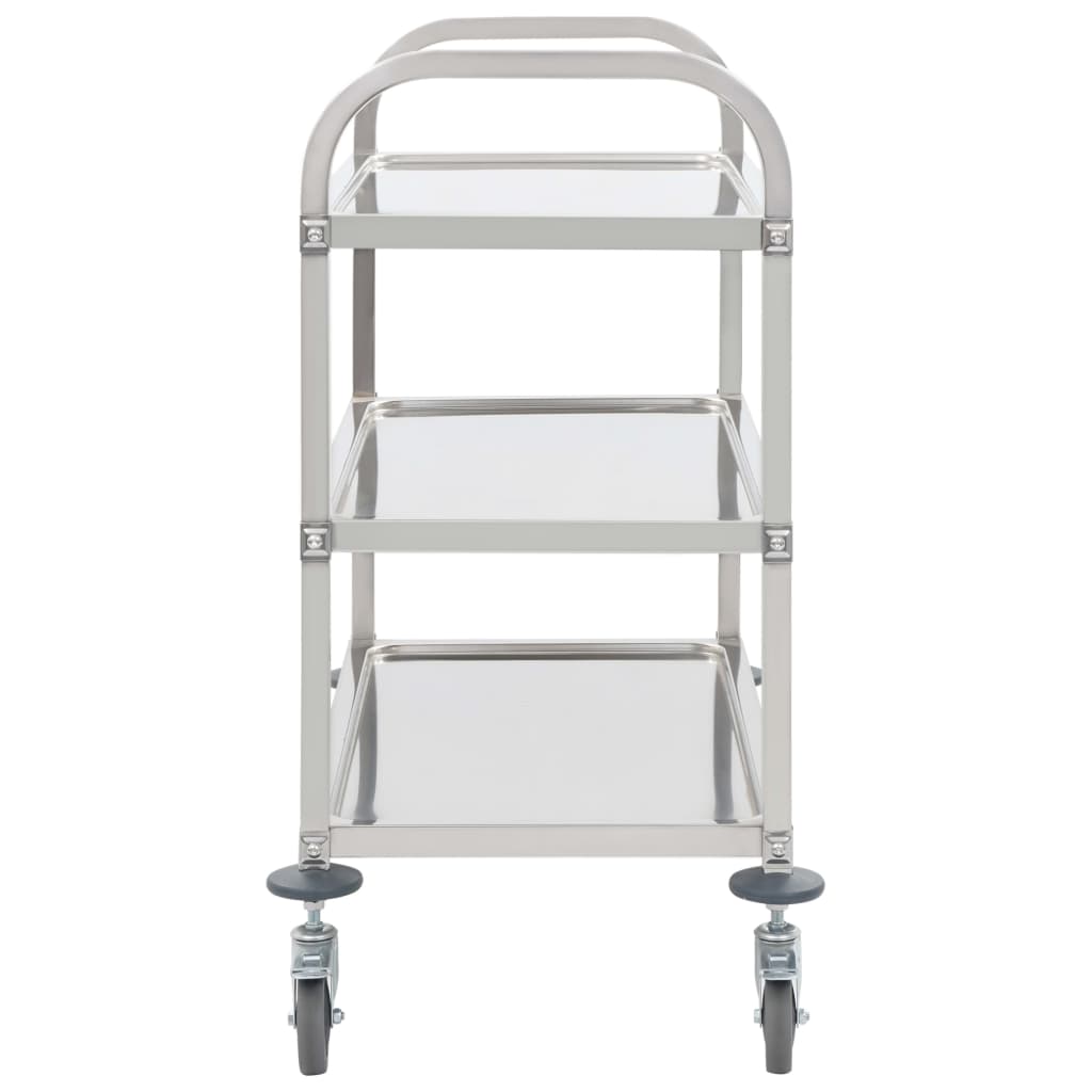 vidaXL 3-Tier Kitchen Trolley 38"x21.7"x35.4" Stainless Steel