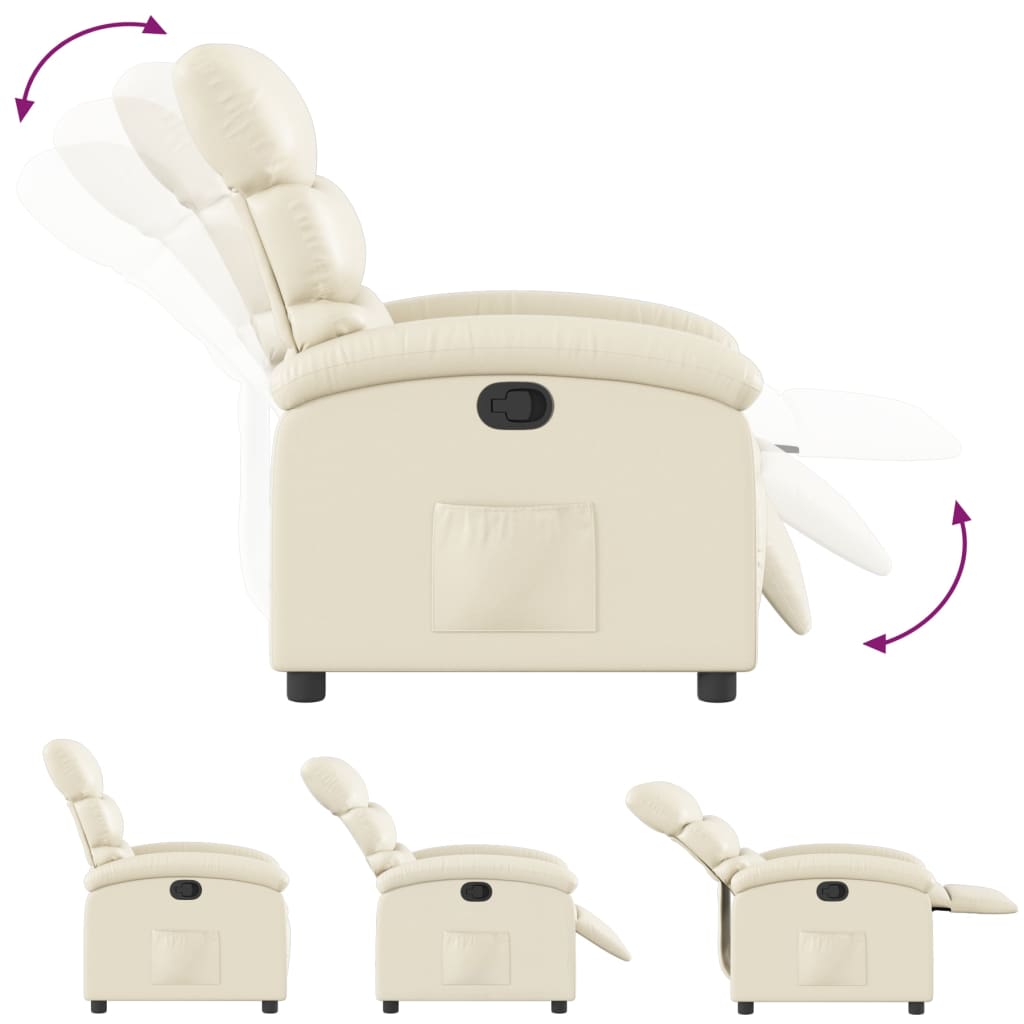 vidaXL Recliner Chair Cream Faux Leather