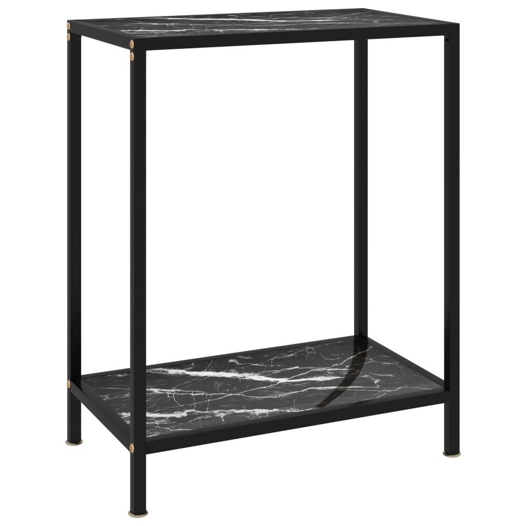 vidaXL Console Table Black 23.6"x13.8"x29.5" Tempered Glass