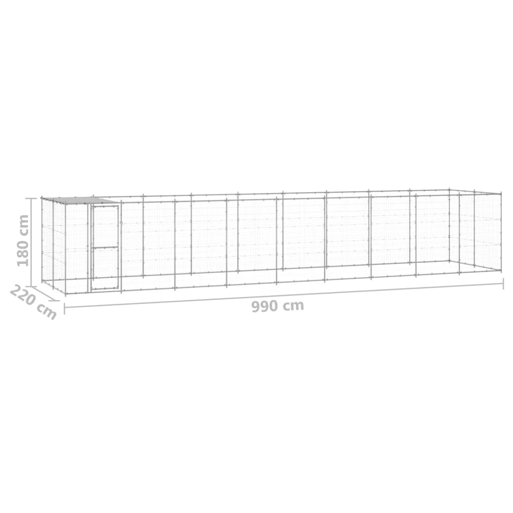 vidaXL Outdoor Dog Kennel Galvanized Steel with Roof 234.4 ft²