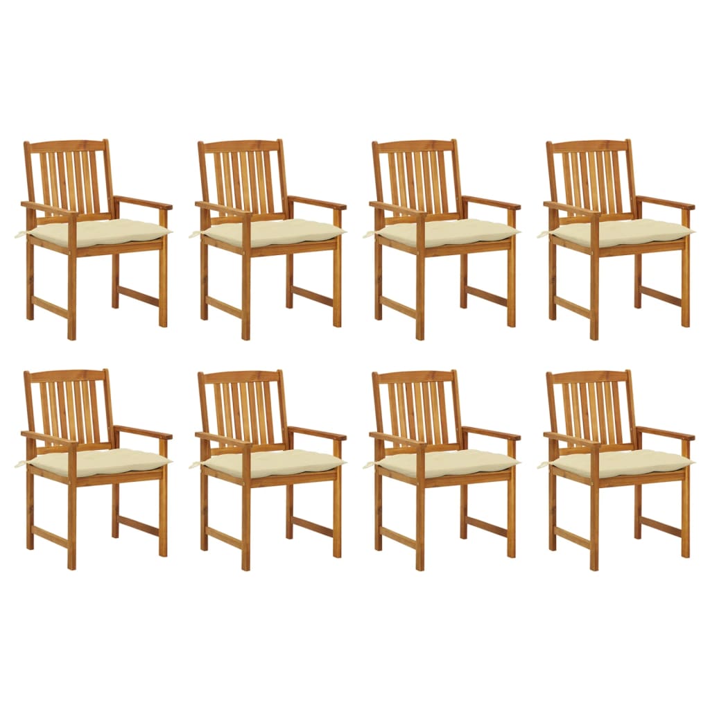 vidaXL Patio Chairs with Cushions 8 pcs Solid Acacia Wood