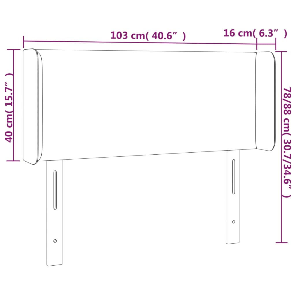 vidaXL LED Headboard Black 40.6"x6.3"x30.7"/34.6" Faux Leather