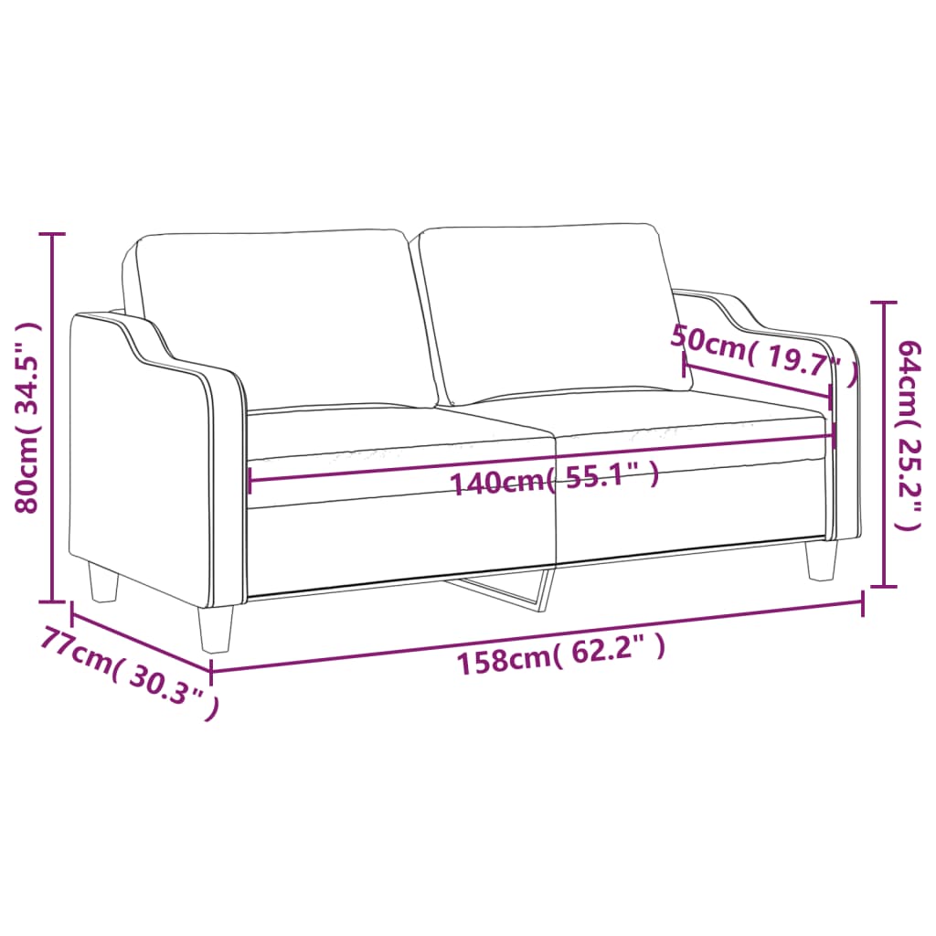 vidaXL 2-Seater Sofa Dark Gray 55.1" Fabric