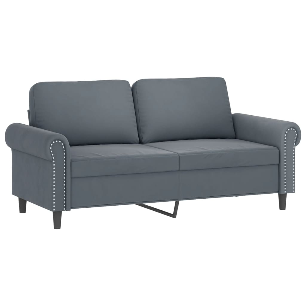 vidaXL 2-Seater Sofa with Throw Pillows Dark Gray 55.1" Velvet