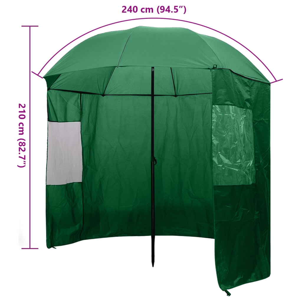 vidaXL Fishing Umbrella Green 94"x83"