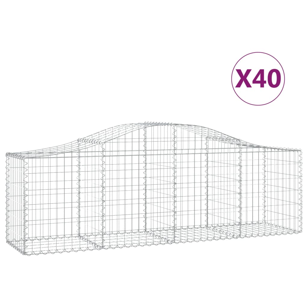 vidaXL Arched Gabion Baskets 40 pcs 78.7"x19.7"x23.6"/31.5" Galvanized Iron