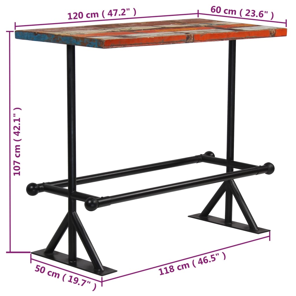 vidaXL Bar Set 5 Piece Solid Reclaimed Wood Multicolor