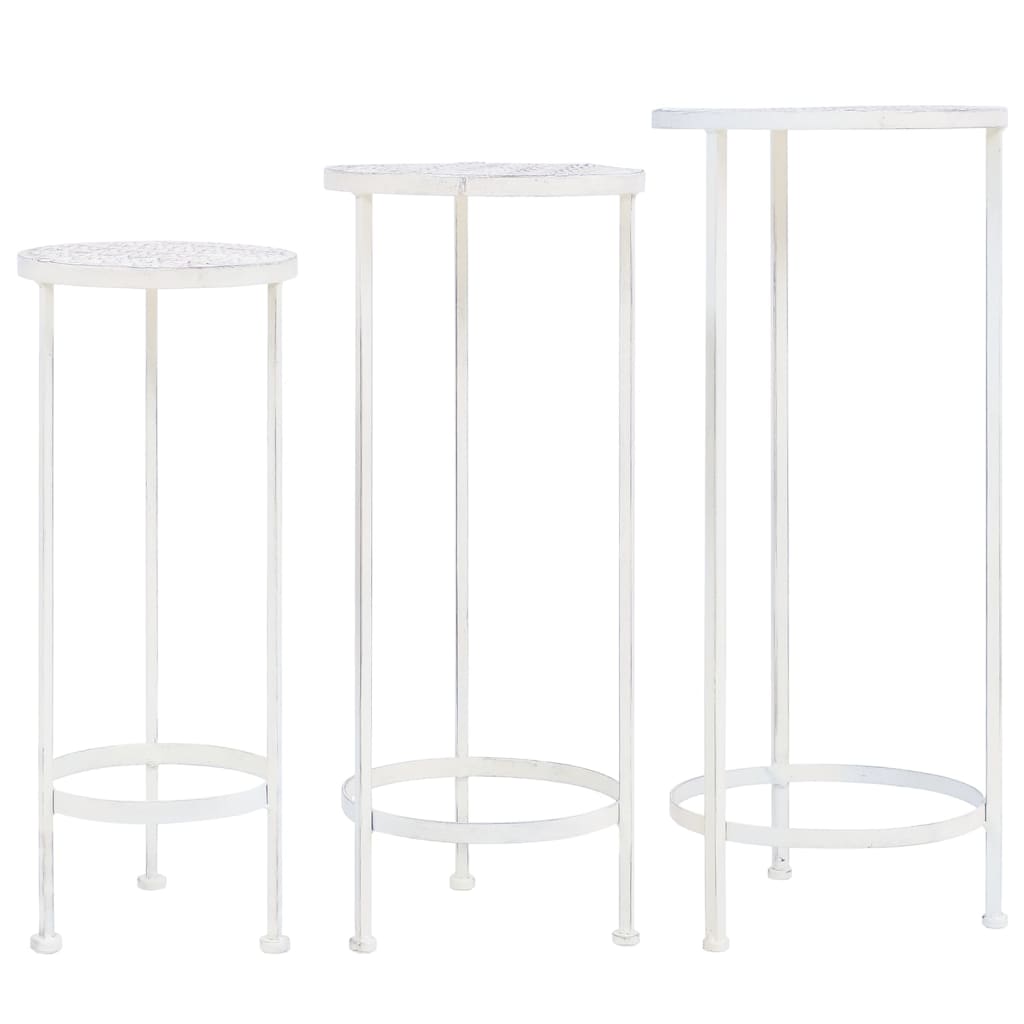 vidaXL Plant Stand Set 3 Pieces Vintage Style Metal Antique White