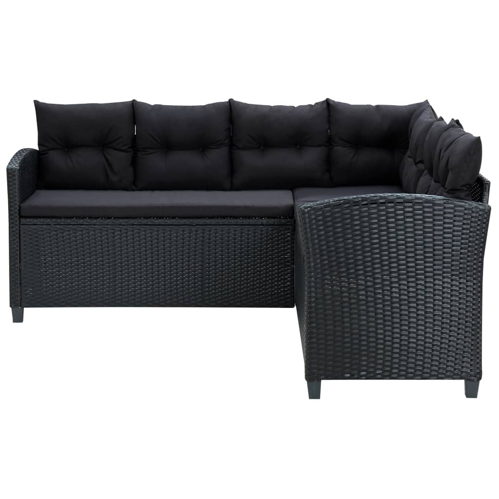 vidaXL 6 Piece Patio Lounge Set with Cushions Poly Rattan Black