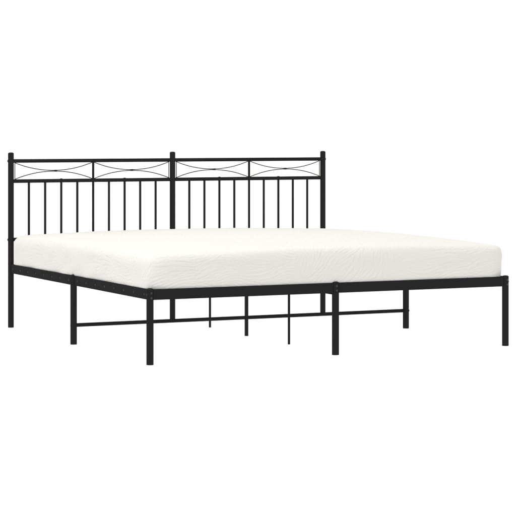 vidaXL Metal Bed Frame without Mattress with Headboard Black 72"x83.9"