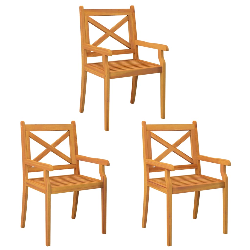 vidaXL Patio Dining Chairs 3 pcs Solid Wood Acacia